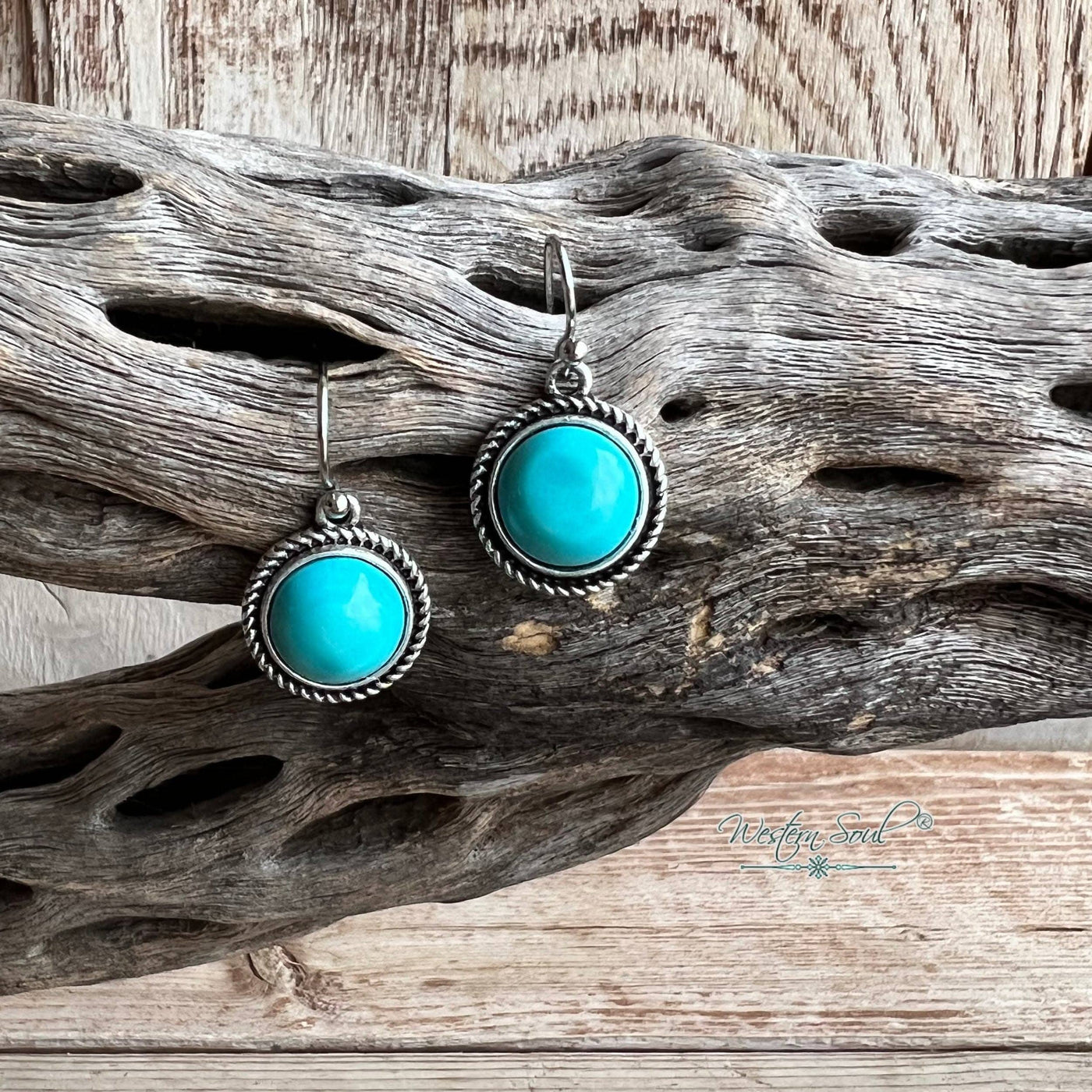 Isac Western Earrings One Size / Turquose/Silver Western Skies Round Earrings