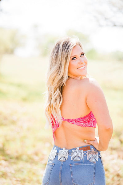 Crop Top  Wild West Pink Bandana Crop Top from L&B Apparel