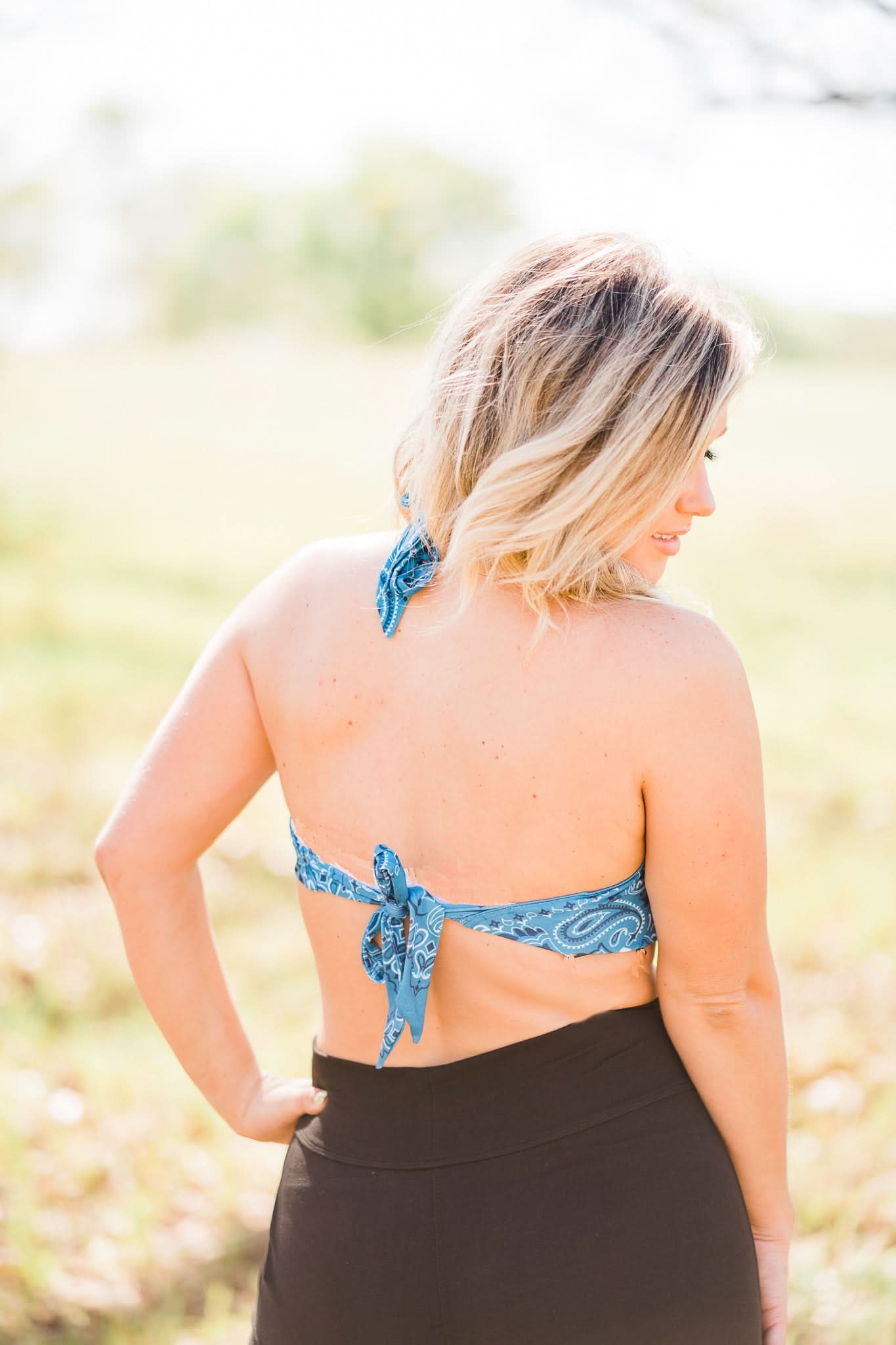 L&B Apparel Crop Top Wild West Teal Bandana Crop Top