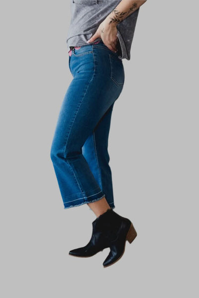 Jeans  Dark Wash Wide Leg Capri Jeans Plus Size from L&B Apparel