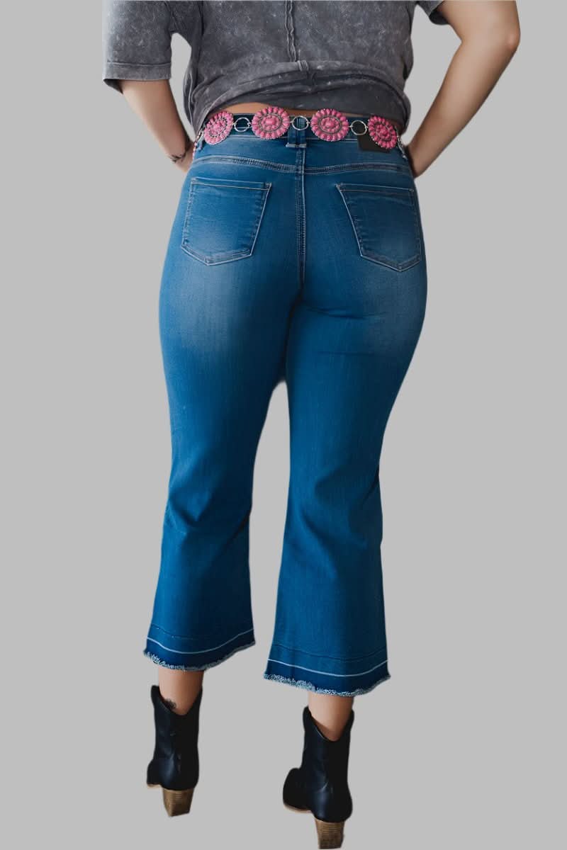 Jeans  Dark Wash Wide Leg Capri Jeans Plus Size from L&B Apparel