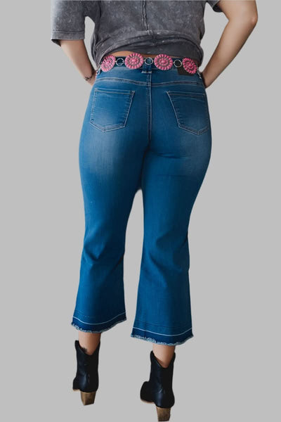 Jeans  Dark Wash Wide Leg Capri Jeans Plus Size from L&B Apparel