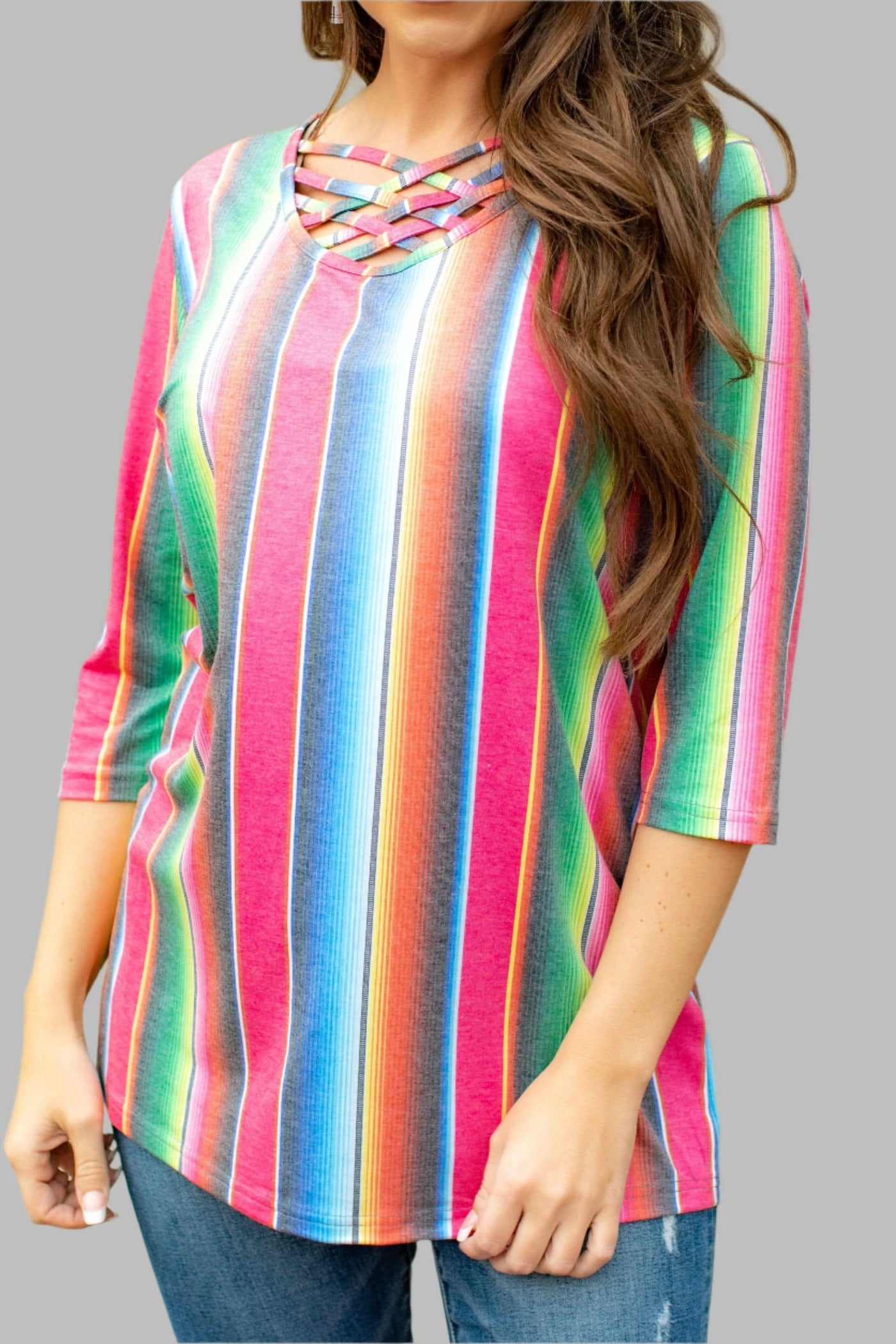 Long sleeve Top  Cross The Line Tunic from L&B Apparel