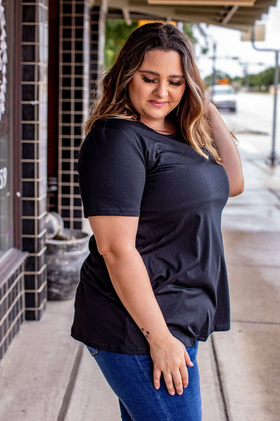 L&B Apparel short sleeve top Small / Black Essential Black Short Sleeve Top