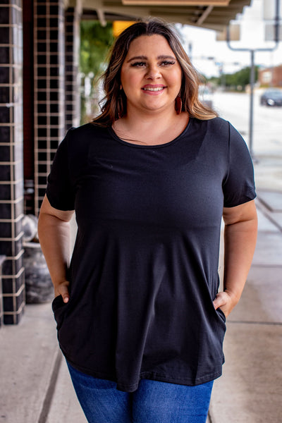 L&B Apparel short sleeve top Small / Black Essential Black Short Sleeve Top