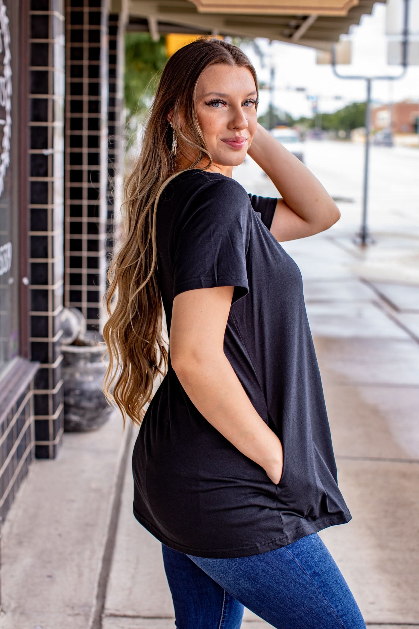 L&B Apparel short sleeve top Small / Black Essential Black Short Sleeve Top