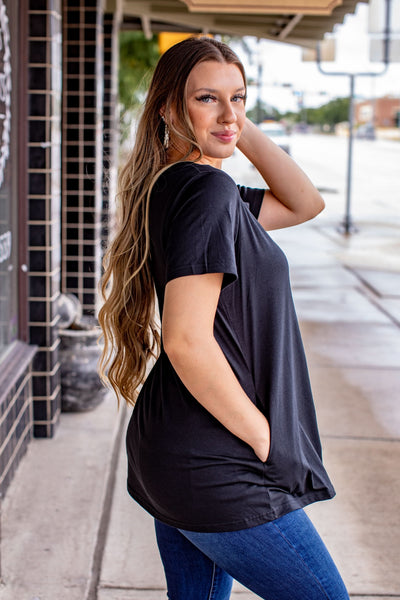 L&B Apparel short sleeve top Small / Black Essential Black Short Sleeve Top
