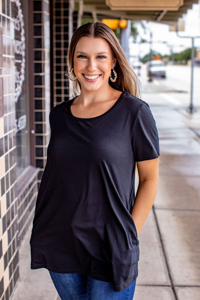 L&B Apparel short sleeve top Small / Black Essential Black Short Sleeve Top